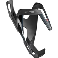 Stealth grey carbon bottle cage with sleek aerodynamic design and Elite branding.