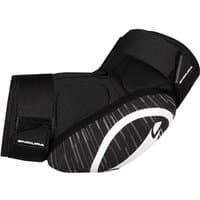 Black Endura SingleTrack Elbow Pads II with white accents, adjustable straps, and durable padding.