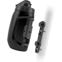 Solid black Fidlock Twist Bottle 450ml with magnetic bike base, sleek design, ergonomic shape, and secure attachment system.