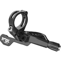 Black Fox Transfer dropper seatpost remote lever with I-Spec EV 1x mount, sleek design and textured grip.