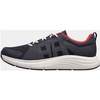 Navy Helly Hansen men’s marine shoes with white sole, mesh upper, and red accents.