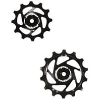 Black Hope 14T/12T Jockey Wheels with white logo, featuring a spoke-like design and central mounting hole.