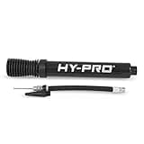 Black Hy-Pro Dual Action Portable Pump with white logo, detachable hose, needle, and bike adapter.
