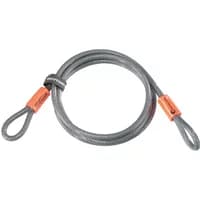 Gray Kryptonite Kryptoflex Lock Cable with looped ends and orange connectors.