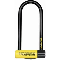 Black U-lock with yellow crossbar, "Kryptonite" branding, and "M18-WL" text on the side.