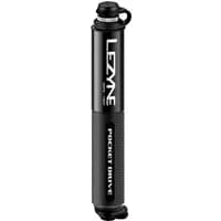 Black Lezyne Pocket Drive hand pump, 140mm, with textured grip and white logo on the barrel.