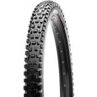Black Maxxis Assegai MTB tyre with knobby tread pattern, folding design, and 27.5" x 2.50" size.