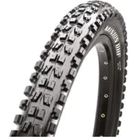 Black Maxxis Minion DHF folding bike tire with knobby tread pattern and EXO+ sidewall protection.