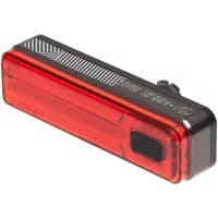 Black Moon Helix Max rechargeable rear light with red lens and rectangular design, featuring a single button.