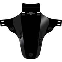 Black Mucky Nutz Face Fender with logo, four mounting holes, and curved design for bike mud protection.