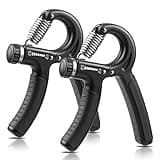 Silver and black NIYIKOW hand grip strengthener with adjustable resistance knob and ergonomic handles.