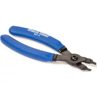 Blue-handled Park Tools MLP-1.2 Master Link Pliers with black steel jaws and ergonomic grips.