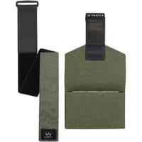 Moss green Peaty's tool wrap with black strap, textured fabric, and Peaty's logo on the corner.