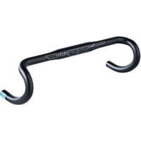 Black Pro LT Compact Alloy Handlebar, 40cm width, with ergonomic drops and subtle branding on the top bar.