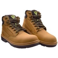 Brown Scan Desert Viper S3 safety boots, UK 6, with black laces, padded collar, and rugged sole.
