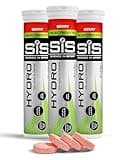 Hydro Electrolyte Tablets in tall white tubes with green accents, red berry label, and pink tablets in front.