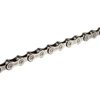 Shimano Deore XT HG95 10-speed chain, silver links with black inner plates, designed for smooth shifting.