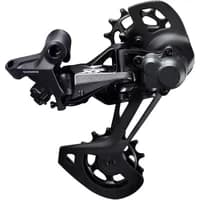 Black Shimano Deore XT RD-M8120 12-speed Shadow+ SGS rear derailleur with sleek design and large jockey wheels.
