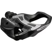 Black Shimano PD-R550 SPD SL pedal with silver accents and wide platform design.