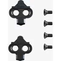 Black Shimano SH51 MTB SPD cleats with two holes each, paired with four black screws.