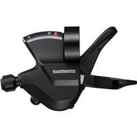 Black Shimano SL-M315-L 3-speed left hand shift lever with ergonomic grip and clear gear indicator.