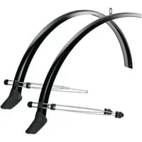 Black SKS Commuter Mudguard Set with curved design and integrated spoiler, featuring adjustable metal stays.