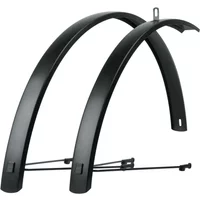Matt black SKS Edge Alloy Mudguard Set for 27.5/28 inch bikes, sleek curved design with mounting hardware.