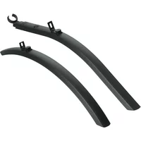 Black SKS Trekking Mudguard Set with curved design and mounting brackets for bicycle wheels.