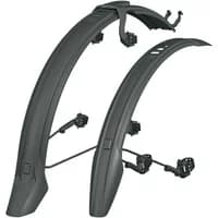 Black SKS VeloFlexx mudguard set with adjustable mounts and sleek curved design for bicycle wheels.