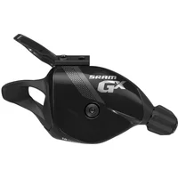 Black SRAM GX11 Speed Trigger Shifter with ergonomic lever and textured grip, featuring white logo and sleek design.