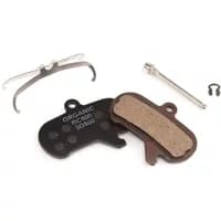 SRAM Maven X-Large disc brake pads, organic/sintered, black backing, copper-colored pad, with metal spring and pin.