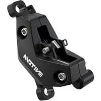 Black SRAM Motive Bronze disc brake with angular design, visible mounting holes, and white logo.