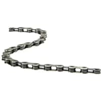 Silver SRAM PC 1130 bike chain with Powerlock, featuring interlocking links and a sleek, durable design.