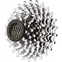 SRAM PG1030 10 Speed Cassette, silver steel sprockets with black lockring, intricate gear teeth pattern.