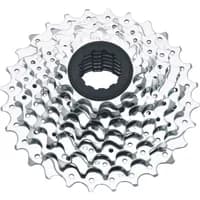 Silver SRAM PG850 8-speed cassette with 11-32T range, featuring a stack of toothed sprockets and black central hub.