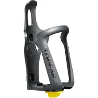 Black Topeak Modula EX bottle cage with adjustable yellow base and sleek, lightweight design.