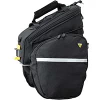 Black Topeak RX Trunk Bag DXP with expandable panniers, reflective stripe, and top handle.