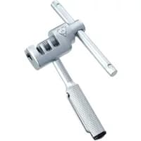 Silver Topeak Universal Chain Tool with textured handle, adjustable pin, and T-shaped handle for bicycle chain repair.
