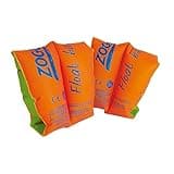 Orange Zoggs children's float arm bands with blue logo, green edges, suitable for ages 3-6 years, 19-30kg.