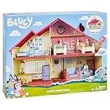 Bluey Heeler Family Home Play Set with colorful house, 4 rooms, furniture, and action figure in a vibrant box.