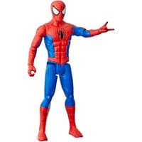 Spider-Man Titan Series 30cm action figure, red and blue suit, web-slinging pose, white eyes, black spider emblem.