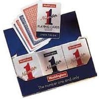 Waddingtons Playing Cards No.1 by Cartasport, blue box with red and blue card backs, three decks displayed.