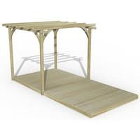 Wooden pergola deck kit with slatted roof and open sides, measuring 8' x 16', natural finish by Forest Garden.