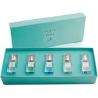 Acqua dell'Elba Discovery Kit Donna, five 15 ml bottles in a teal box with gold caps and elegant labels.