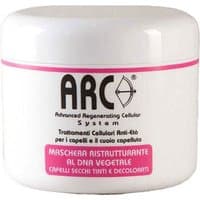White ARC hair mask jar with pink label, 150 ml, for dry, dyed, and bleached hair.