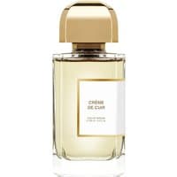 Clear glass bottle with gold cap, containing Bdk Creme de Cuir Eau de Parfum, unisex leather fragrance, 100 ml.