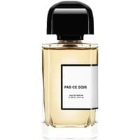 Clear glass bottle of Bdk Pas Ce Soir Eau de Parfum, 100 ml, with black cap and white label featuring black text.
