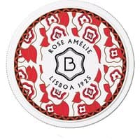 Benamor Rose Amelie Body Butter, 200 ml, round tin with red and white floral design and black text.