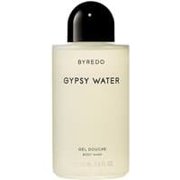 Byredo Gypsy Water Shower Gel 225 ml, clear bottle with black cap and minimalist black text.