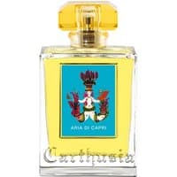 Carthusia Aria di Capri Eau de Parfum 50 ml, clear bottle with yellow cap, blue label featuring floral emblem.